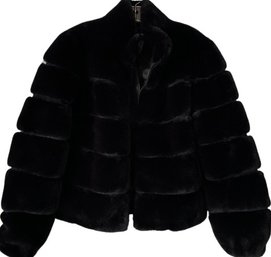 Ladies Cropped Zipper Jacket, Generation Love, Soft Fur-like Material, Black - No Size Listed