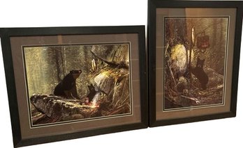 Pair Of Bear In Woods Framed Bear In Woods Prints, 22x18