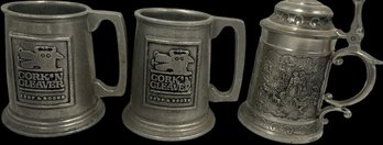 CorkN Cleaver Beef & Booze Metal Mugs & Stein Stamped SKS Zinn 95- 4.5-5.5in Tall