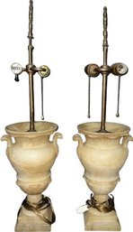 (2) Marble Lamp Base Set