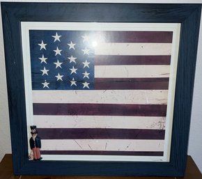 Framed USA Themed Wall Art - 21.5Wx21L