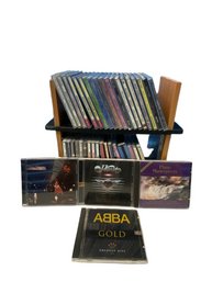 CD Collection, Approximately 40 CD's, With Miniature CD Rack (13.5x5.5x12)