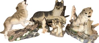 Ceramic Wolf Statues (6) Largest Statue Approximately 11.5x7x5