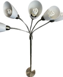 5 Light Silver And White Floor Lamp, 72x11, Works