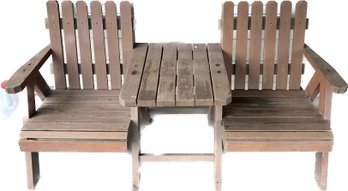 Adirondack Chairs And Connected Table (1 Piece, Weathered)- 69x29x35