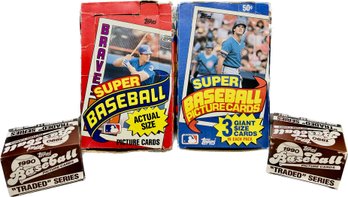 4 BOXES - Topps 1984 Super Picture Cards, Topps 1985 Super Baseball Picture Cards, And More