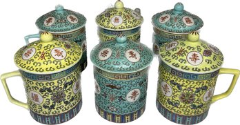 Asian-styled Lidded Tea Cups (6)