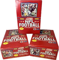 3 BOXES - 1990 Score NFL Football Series 1 Player Cards And Trivia Cards