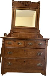 Lovely Wooden Bedroom Dresser & Mirror With Hardware For Attachment- 43.5Wx18.5Dx77.5T