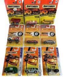 Collectible Matchbox 9 Pcs, Corvette T Top, 4x4 Chevy Van, Trash Titan, School Bus  And More - 13'