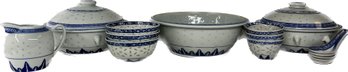 Porcelain Set Of Rice Bowls, Soup Bowls, And Soup Spoons Made In China