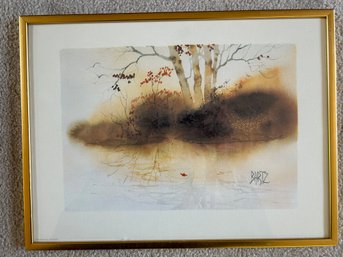 Framed Autumn Lake Print By BARTZ- 16.5x.25x12.5