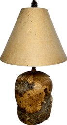 Vintage Live Edge Pine And Pine Cone Table Lamp