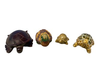 Collection Of Decorative Wooden And Ceramic Turtles (Largest Being 5.5x4)