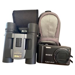 Nikon SportsStar Binoculars And Sony Cyber-Shot Digital Camera With Travel Cases