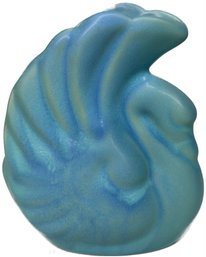 A Classic Van Briggle Pottery Turquoise Blue Swan Vase, 6