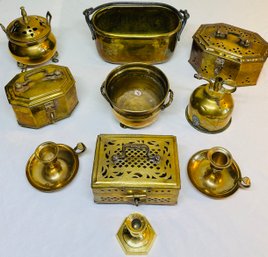 Brass Boxes, Candleholders And More Brass Pieces