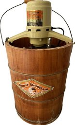 Vintage Ice Cream Maker - Bucket Is 14.5in Tall 20.5in With Motor, 11.5in Wide
