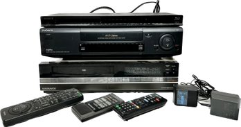Sony Blu-Ray Disc/DVD Player, Sony Video Cassette Recorder/Hi-Fi Stereo, Magnavox VHS Player (untested)