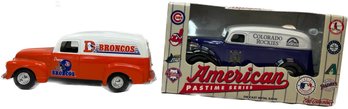 Vintage Car Collectibles, D' Broncos And Die Cast Metal Banks Colorado Rockies, 17'