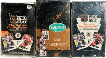 3 BOXES - NHL Pro Set 1991-92 Series II Photo ( French & English), LNH Parkhurst 1991 Series I French Cards