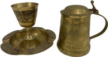 Brass Stein And Ceremonial Cup In Bowl