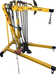 Engine Crane From Performance Tool Including Several Heavy Duty Chains, Cable Wench, And 2Ton Load