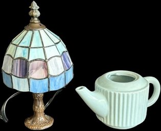 Decorative Tiffany Style Lamp And Creamer Serving Dish