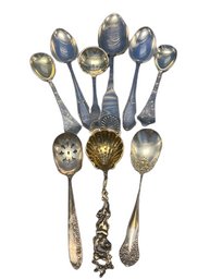 Antique Spoons (9) From H.Kyster, I.Paulsen, N.S.C.O. Monarch Plate And More