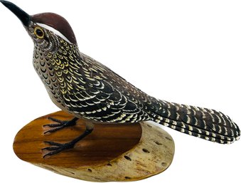 Highly Detailed Wood Bird Sculpture Marked  PENCE