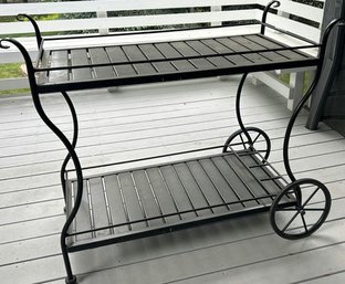 Metal Bar Cart With Lower Shelf.  44 Wide X 20 Wide X 37 Tall