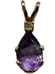 Amethyst Tear Drop Pendant Sparking Purple Stone, 0.36g