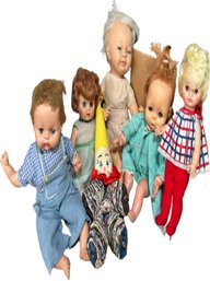 5 Classic Vintage Baby Dolls, 1 Stuff Toy