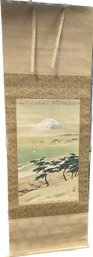 Japanese Scroll Of Mount Fuji, Custom Wood Box Included - 63 X 24