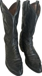 Black Tony Lama Ostrich Cowboy Boots Mens 11D