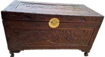 Wooden Camphor Carved Chest Trunk - 39x20x23