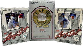 3 BOXES - Leaf Set Series 1 & 2 Yogi Berra Hall Of Fame Puzzle & Baseball Cards, 1992 Leaf Set Series 1
