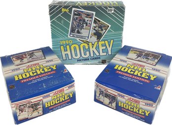 3 BOXES- 1990 Topps Hockey Picture Cards, Score NHL 1990 Hockey Premier Edition Player Cards