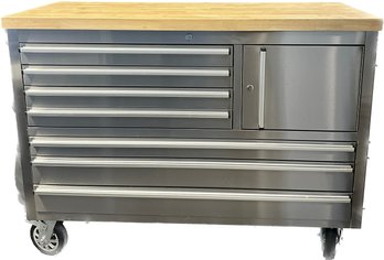 Tool Chest With Butcher Block Top, 53Wx37.5Hx 19D