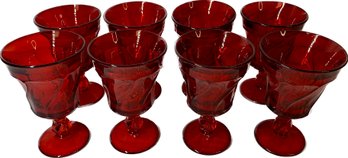 8 Fostoria Jamestown Ruby Red Wine Glass / Goblets