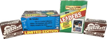 4 BOXES - Topps Limited Edition Foldouts, Topps 1990 Baseball Picture Cards, Topps Major League Leaders Cards