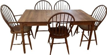 Wood Dining Table With 5 Chairs, Table Is 60x36x30