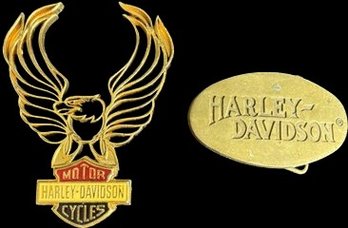 Vintage Harley Davidson Buckle And Emblem