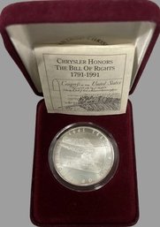 Coin - 'Bill Of Rights' 1 Ounce Silver Chrysler Promo Bcs, 1991
