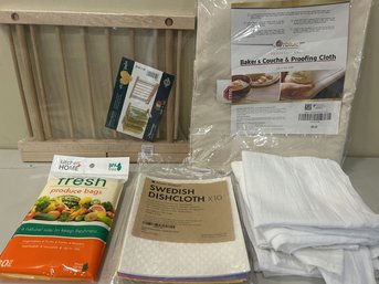 Pasta Drying Rack, Keep It Fresh Produce Bags, Swedish Dishcloth X 10, Baker's Couch & Proofing Cloth