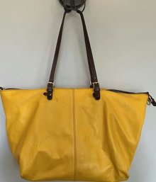 Large Yellow Shoulder Bag By Toro. Genuine Leather, Made In Italy. Shows Moderate Wear.