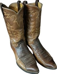 Tony Lama Mens 11D 2 Tone Lizard Skin Cowboy Boots