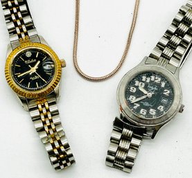 Vintage Ladies Watches, Silvertone,  Goldtone, Untested-dufonte, Vanity Fair. Rose Goldtone Chain.