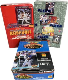 3 BOXES - Score 1988 Major League Cards, Fleer 1992 Ultra Series II Cards, 1991 Topps Stadium Club Cards