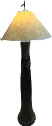 African Leaf Design Floor Lamp (some Damage At Bottom Of Base )- 66in Tall, Shade Diameter 24In, Base 12in